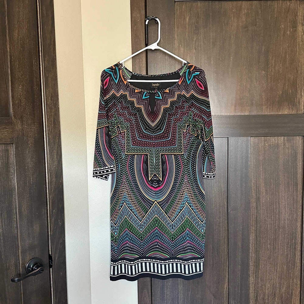 Laundry By Shelli Segal Women’s Geometric Jersey Shift Dress Size Small